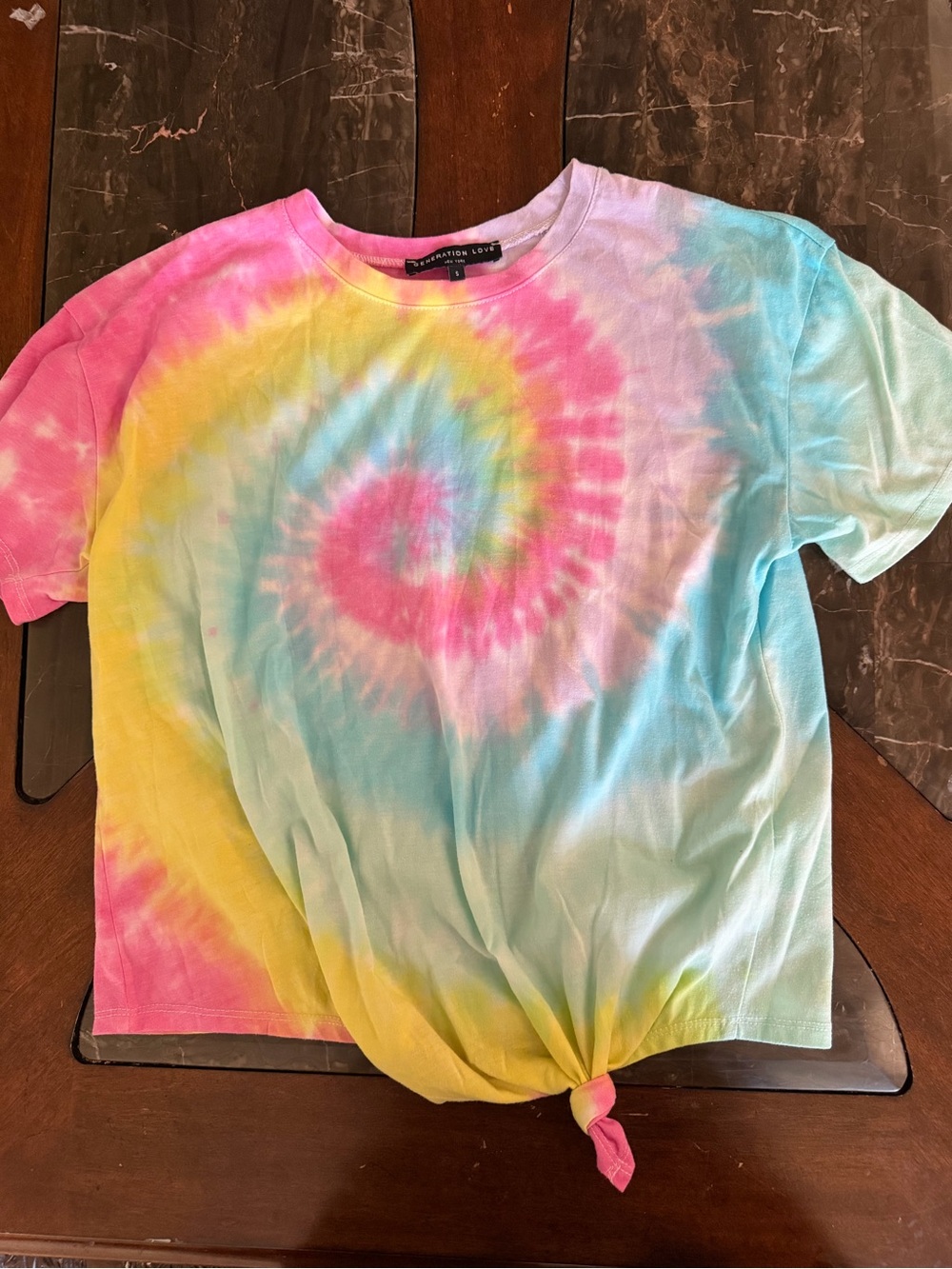 Generation Love Tie-Dye Spiral Tee in Pink, Yellow & Blue